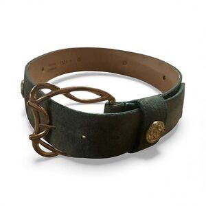 Gotcha Covered Chic Dark Green Suede Belt with Gold Accents